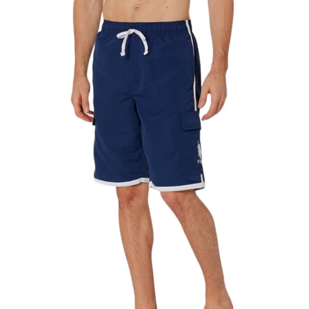 Burnside men’s navy blue white pocket swim trunks size XL